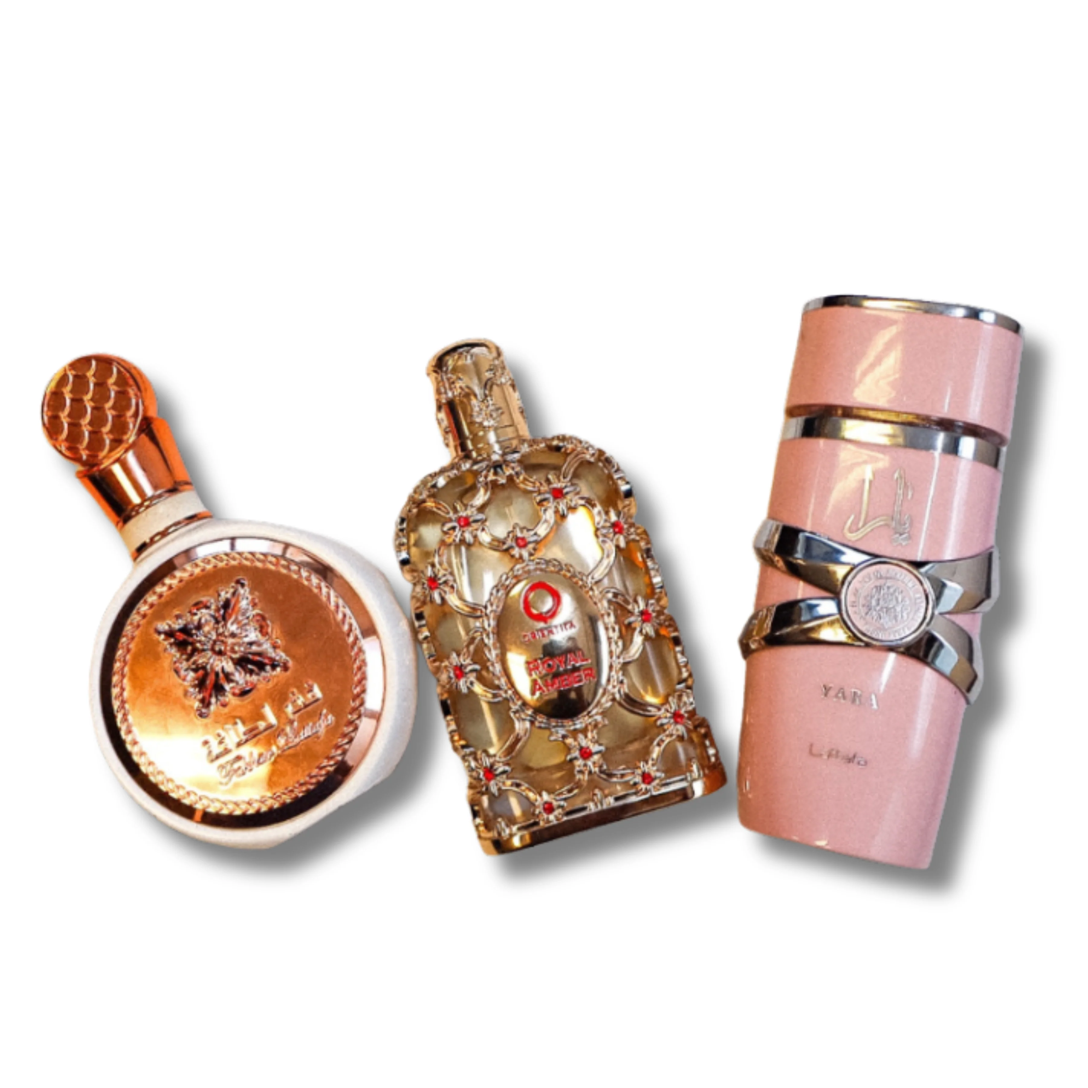 PACK DE 3 PERFUMES ÁRABES – LATTAFA YARA + FAKHAR + ROYAL AMBER (100ML CADA)